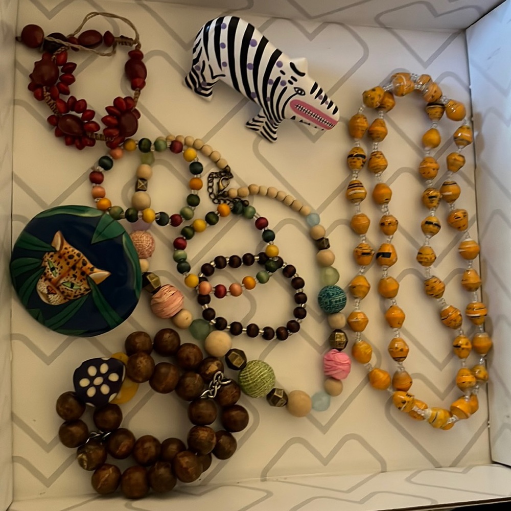 Vintage Wooden Jewelry Bundle 9pcs
